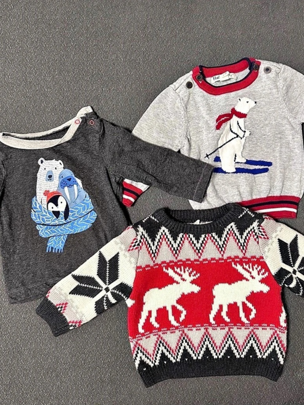 Hatley Baby Sweater Bundle Gray Black Size 6-12m
